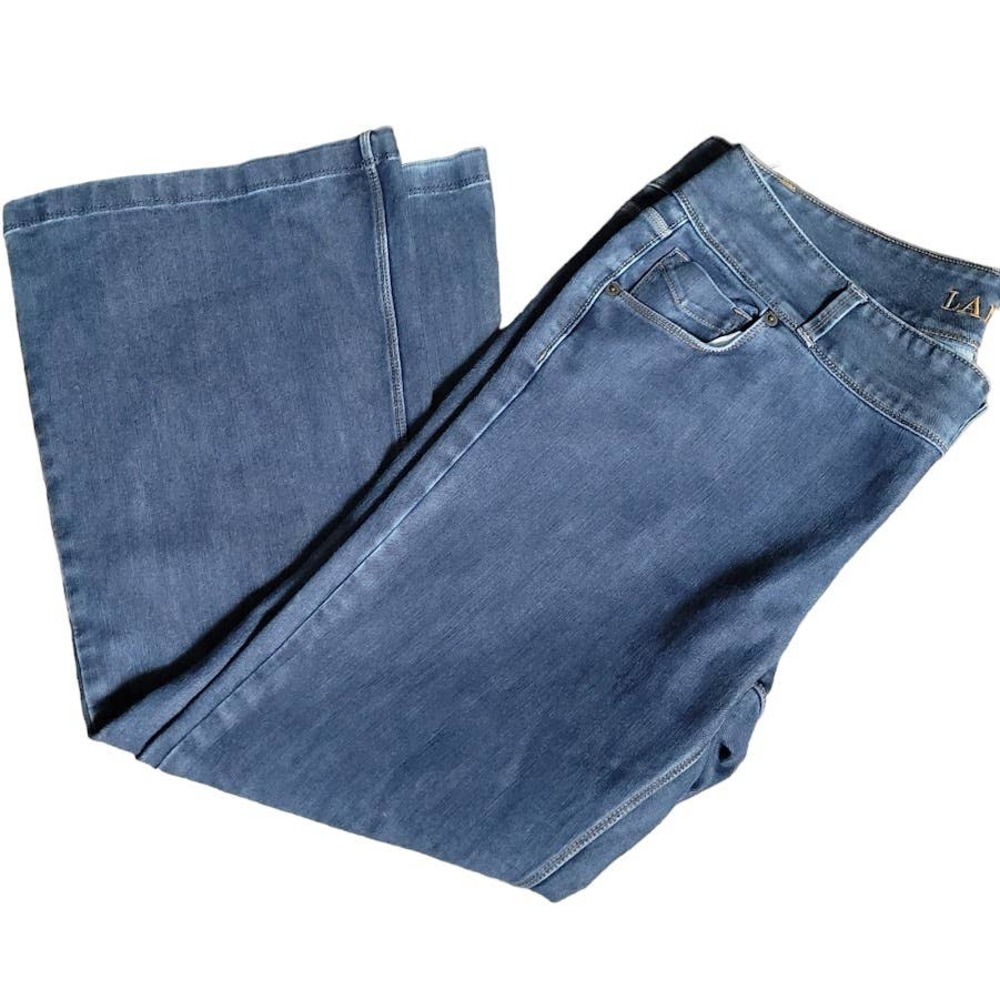 Lands end 16 boot cut medium wash stretch women's plus bootcut jeans